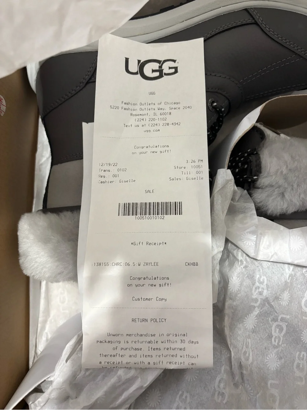 UGG Men's Gray Shearling-Trim Waterproof Snow Boot